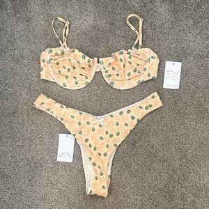 Dippin Daisys Peach and Green Cheeky Bikini